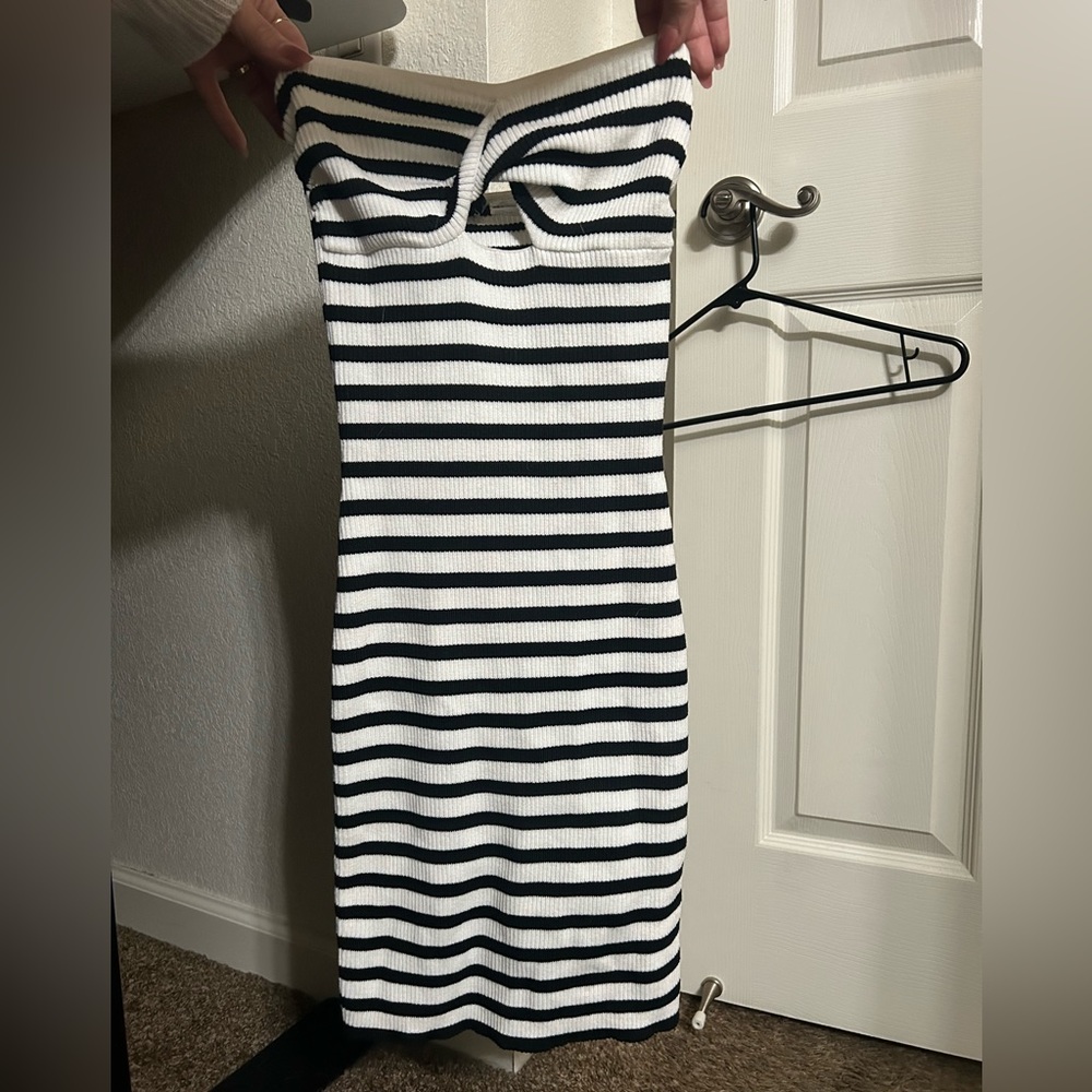 Black and white striped mini strapless dress size S, Divided H&M